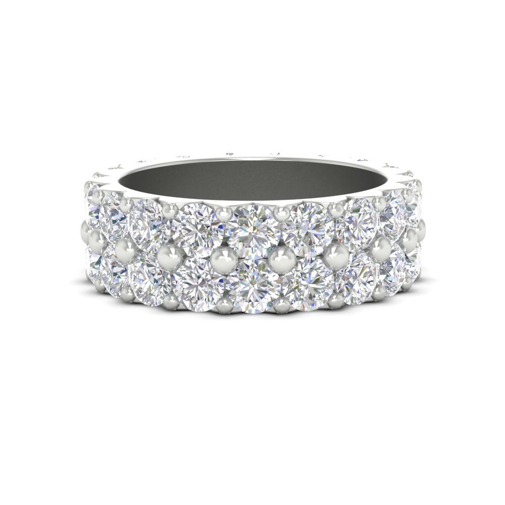 Classic Dual Row Diamond Eternity Ring with 14K White Gold White Diamond