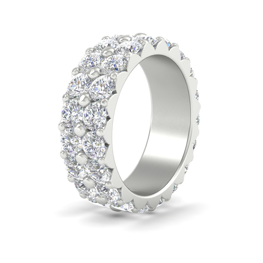 Classic Dual Row Diamond Eternity Ring with 14K White Gold White Diamond