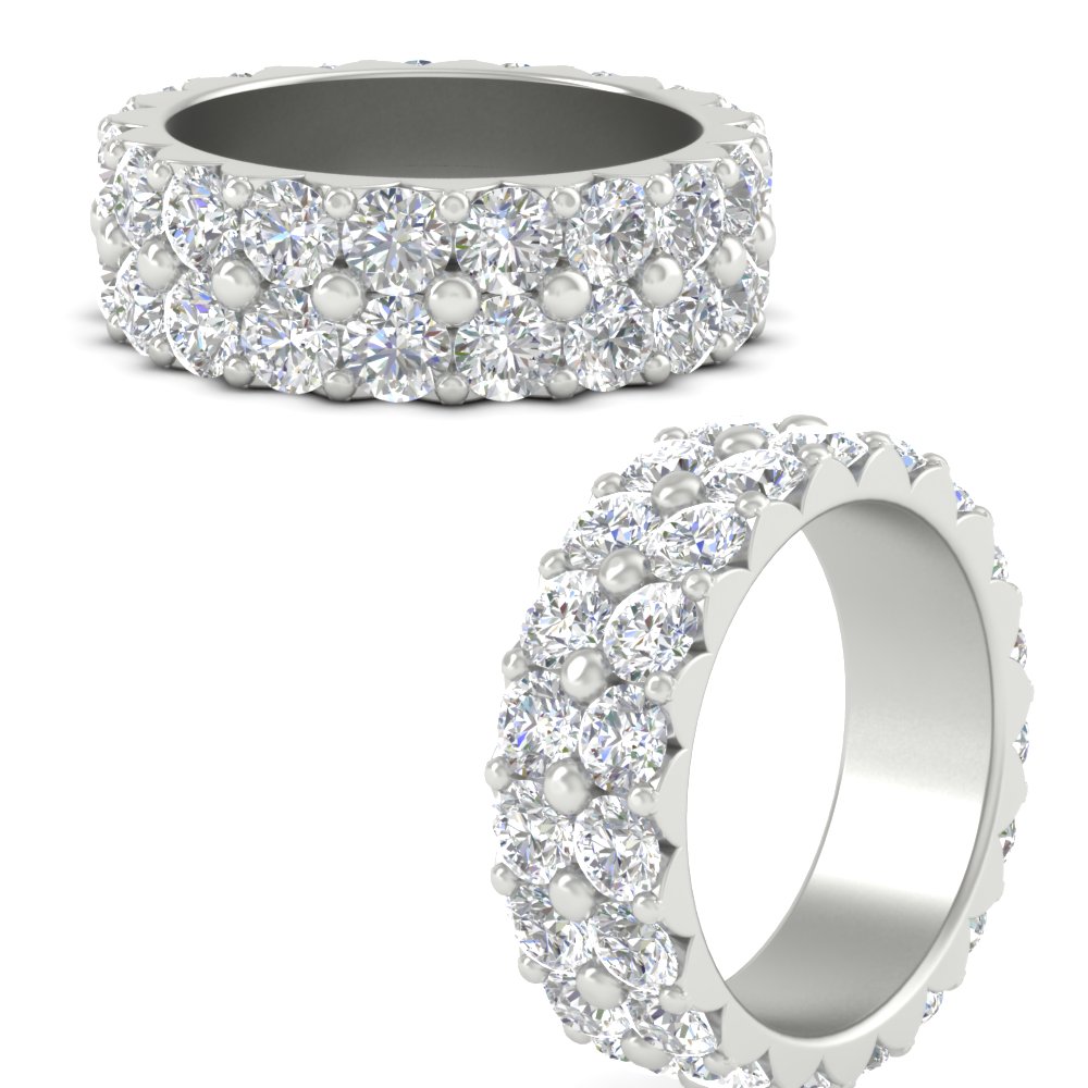 Classic Dual Row Diamond Eternity Ring with 14K White Gold White Diamond