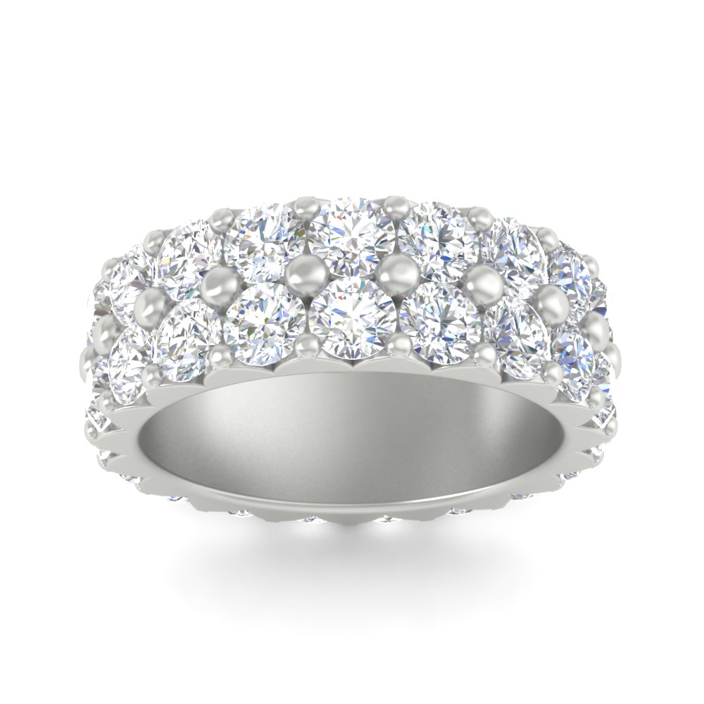 Classic Dual Row Diamond Eternity Ring with 14K White Gold White Diamond