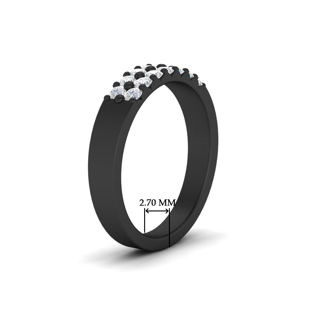 Black Half Carat Two Row Round Diamond Wedding Band with 14K Black Gold White Diamond