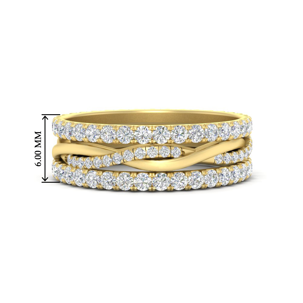 Triple Eternity Stack Ring with 14K Yellow Gold White Diamond