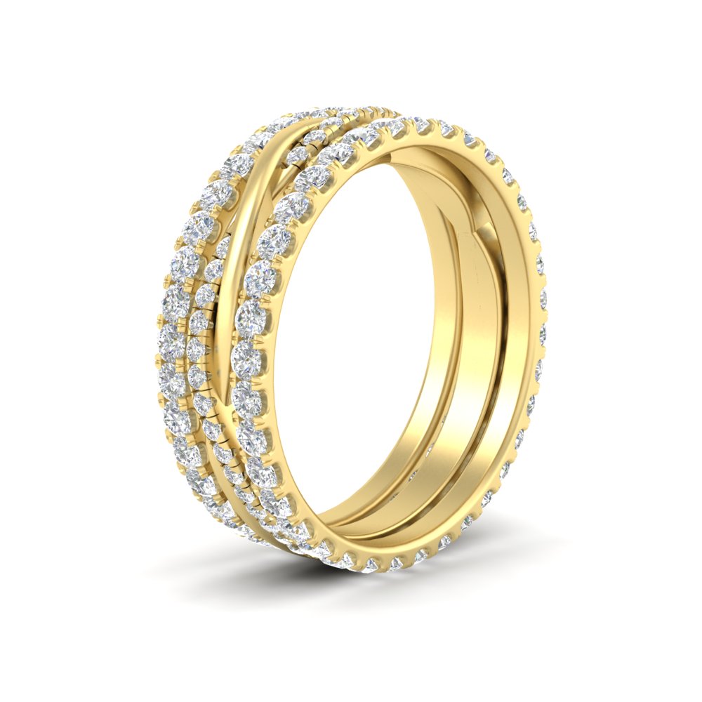 Triple Eternity Stack Ring with 14K Yellow Gold White Diamond