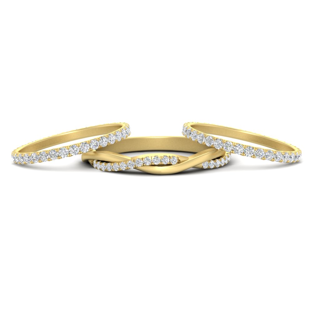 Triple Eternity Stack Ring with 14K Yellow Gold White Diamond