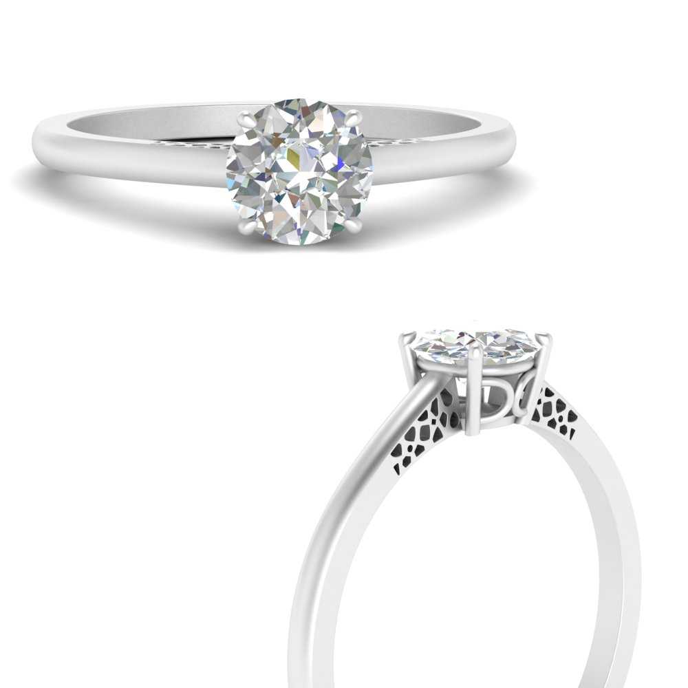 14K White Gold Contemporary Tension Set Solitaire Engagement Ring