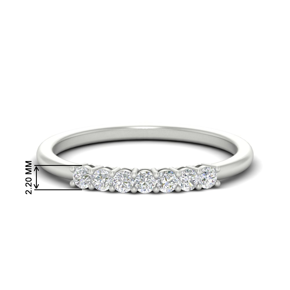 0.25 Carat Round Diamond 7 Stone Wedding Band with White Diamond in 14K White Gold