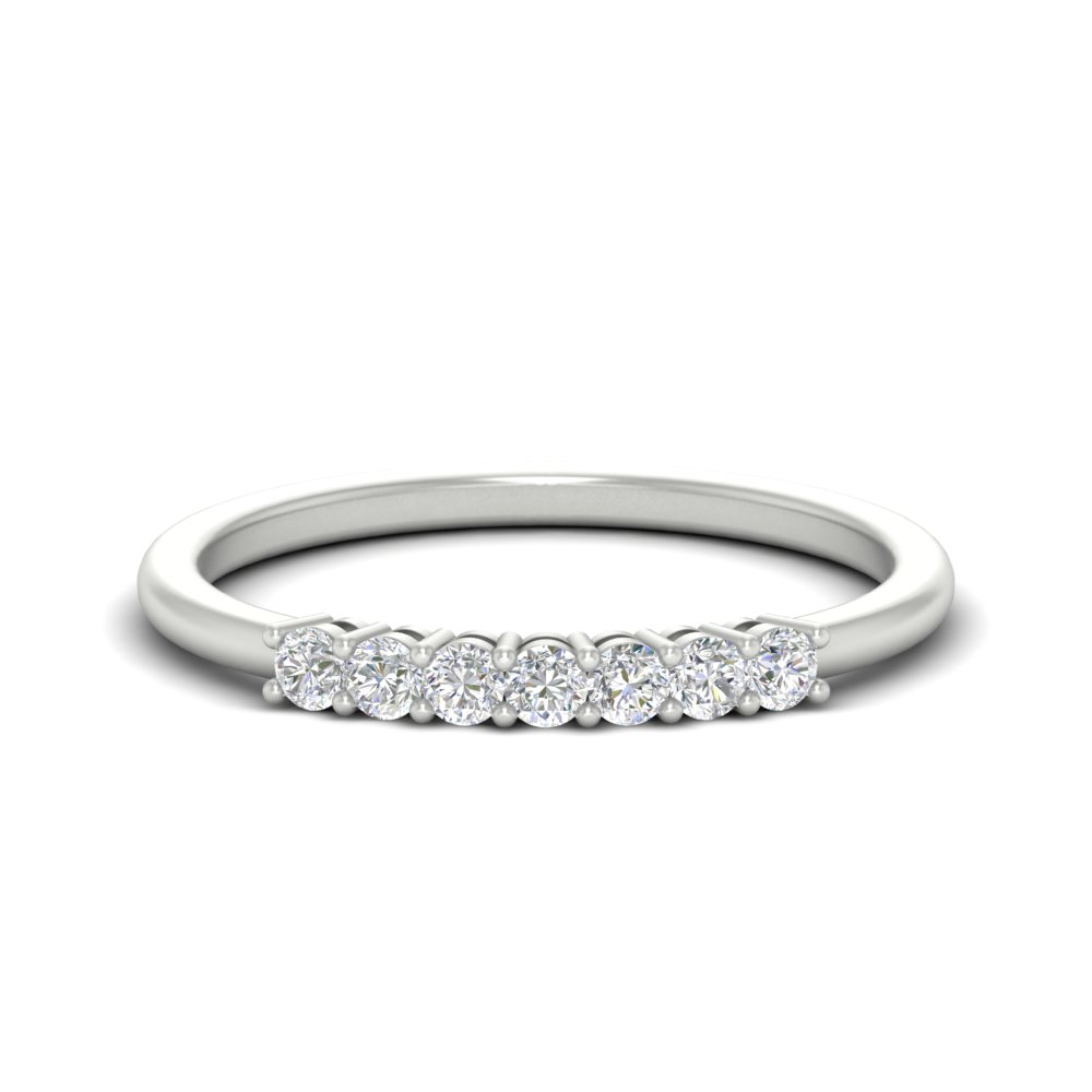 0.25 Carat Round Diamond 7 Stone Wedding Band with White Diamond in 14K White Gold