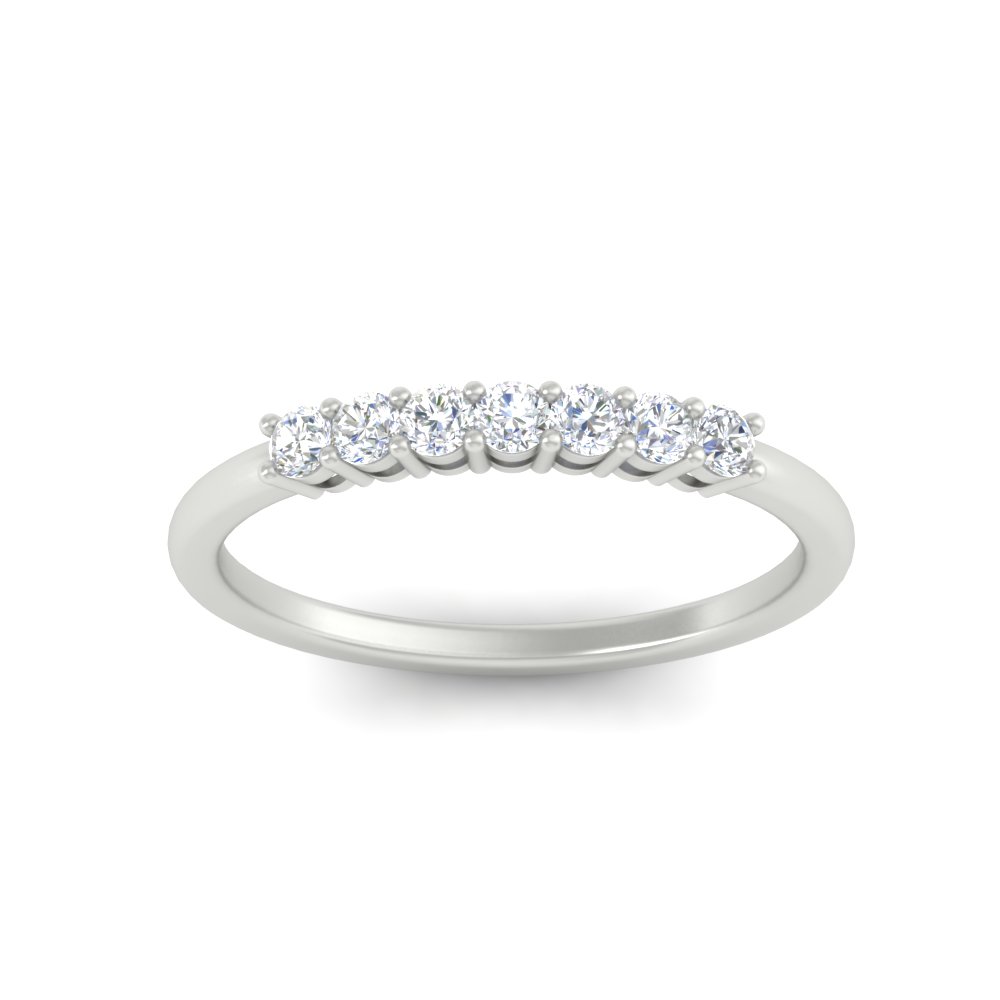 0.25 Carat Round Diamond 7 Stone Wedding Band with White Diamond in 14K White Gold