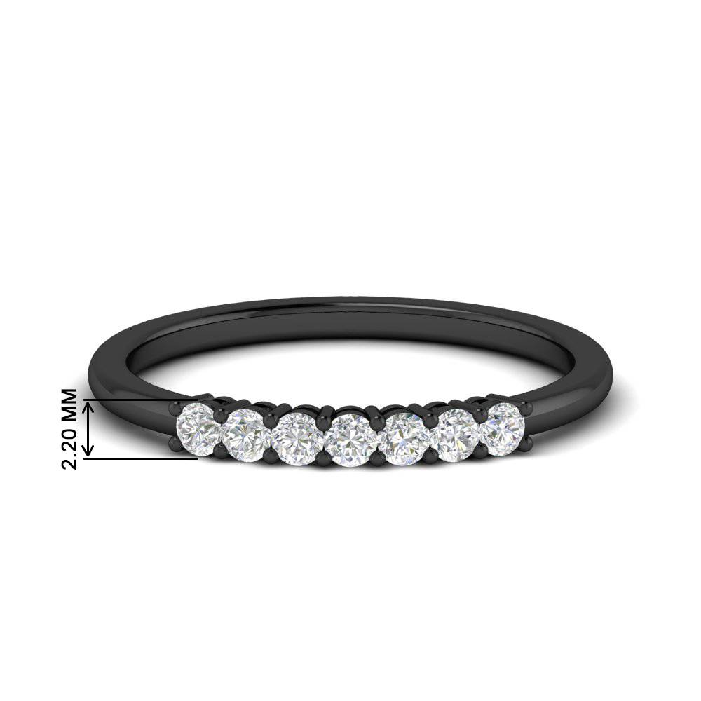 0.25 Carat Round Diamond 7 Stone Black Wedding Band with 14K Black Gold White Diamond