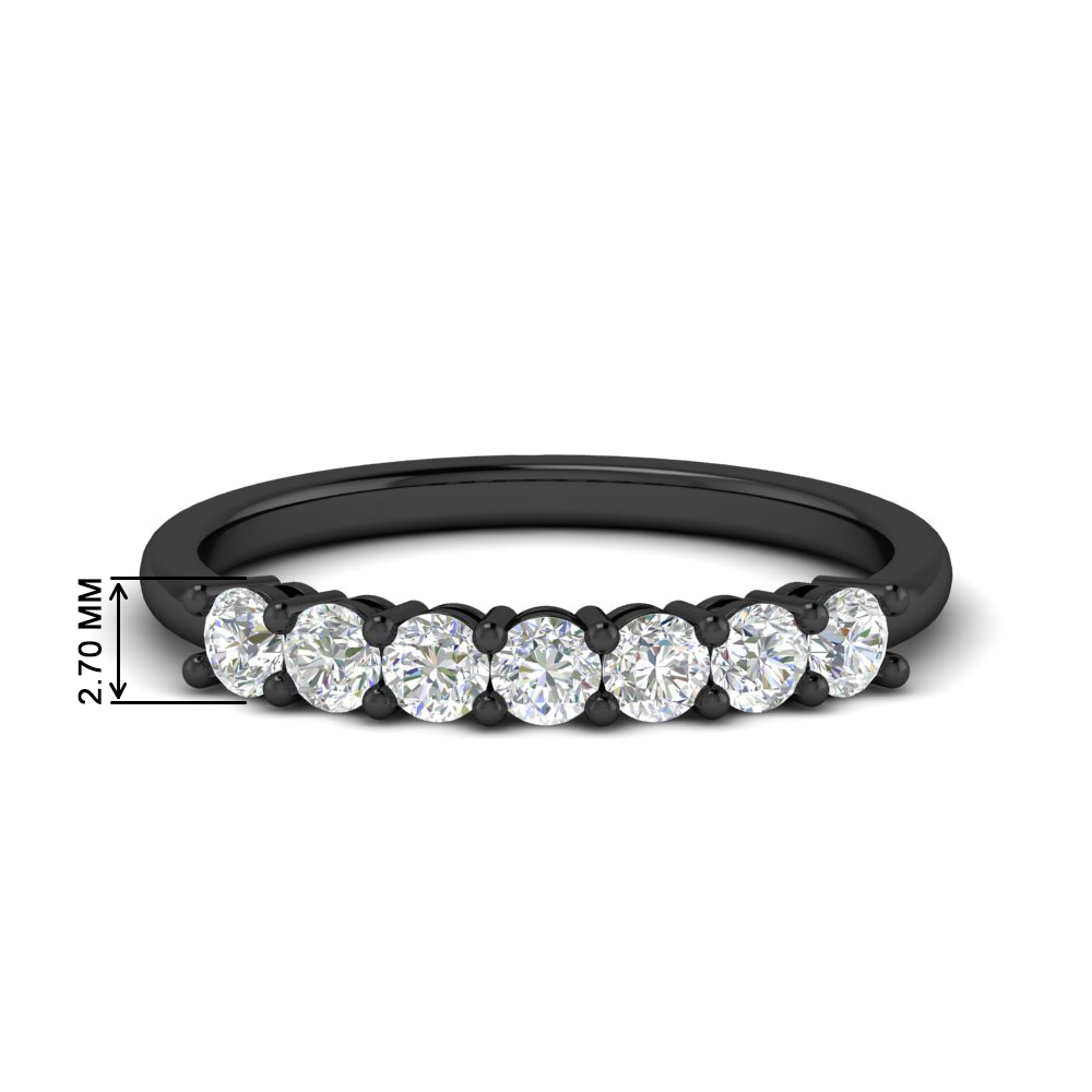 0.50 Carat 7 Stone Black Wedding Band Ring with 14K Black Gold White Diamond