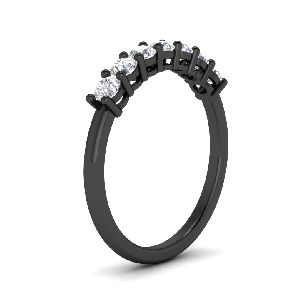 0.50 Carat 7 Stone Black Wedding Band Ring with 14K Black Gold White Diamond