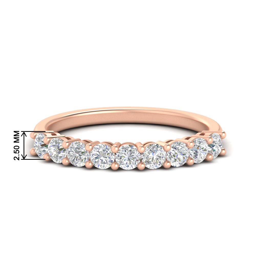 9 Stone Wedding Classic Band with 14K Rose Gold White Diamond