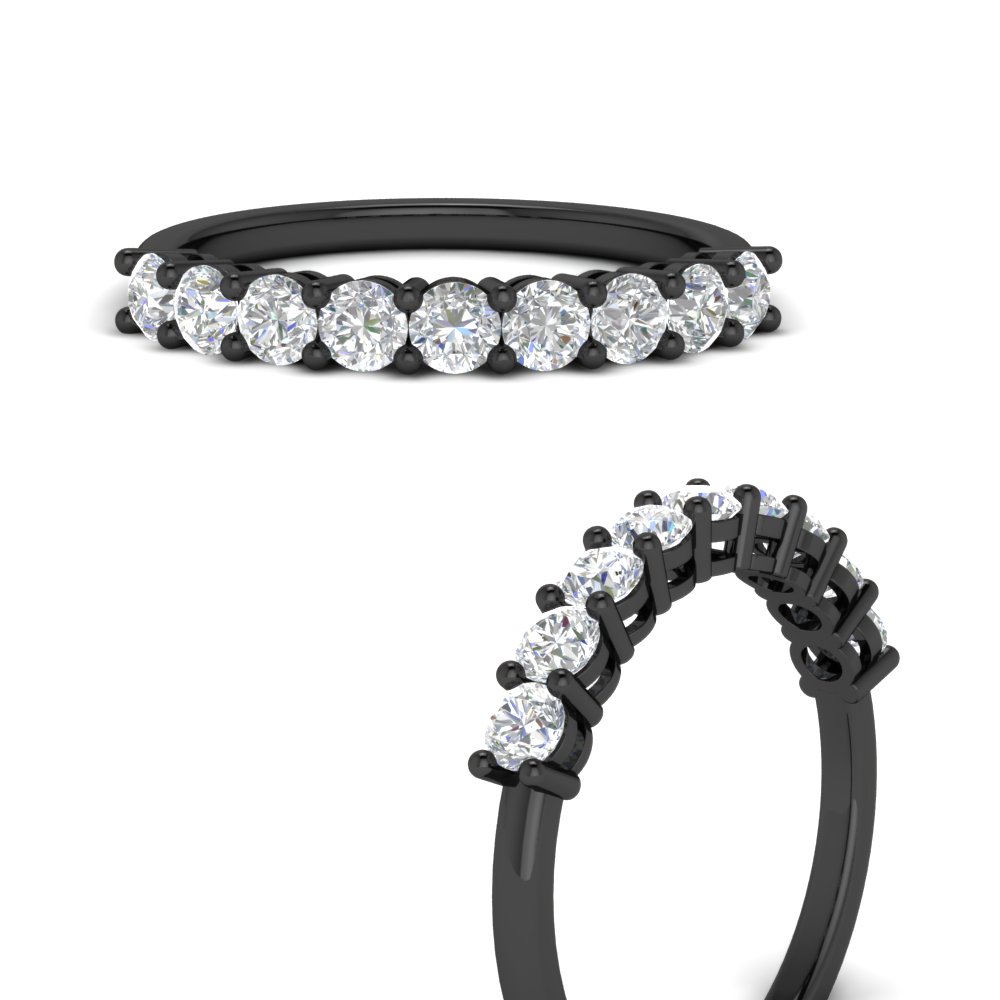 0.50 Carat 9 Stone Wedding Diamond Black Band with 14K Black Gold White Diamond