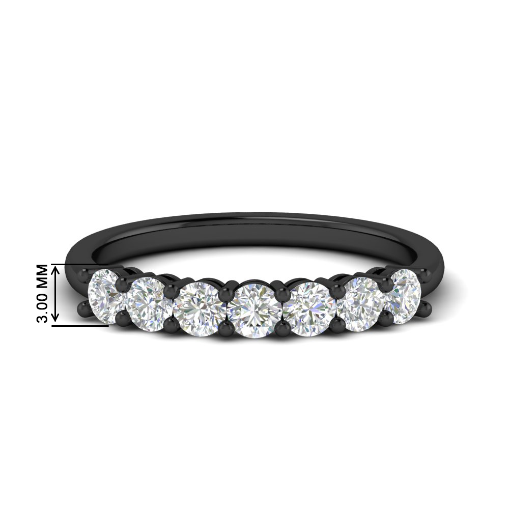 0.75 Carat Round 7 Diamond Black Wedding Ring Band with 14K Black Gold White Diamond