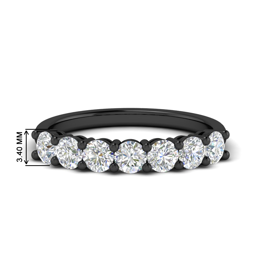 1 Carat 7 Round Diamond Black Anniversary Band Ring with 14K Black Gold White Diamond