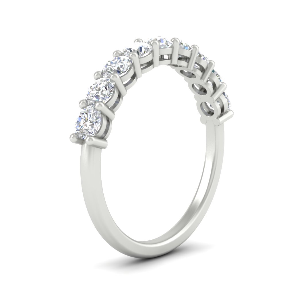 Round Cut 9 Stone Wedding Band with 14K White Gold White Diamond