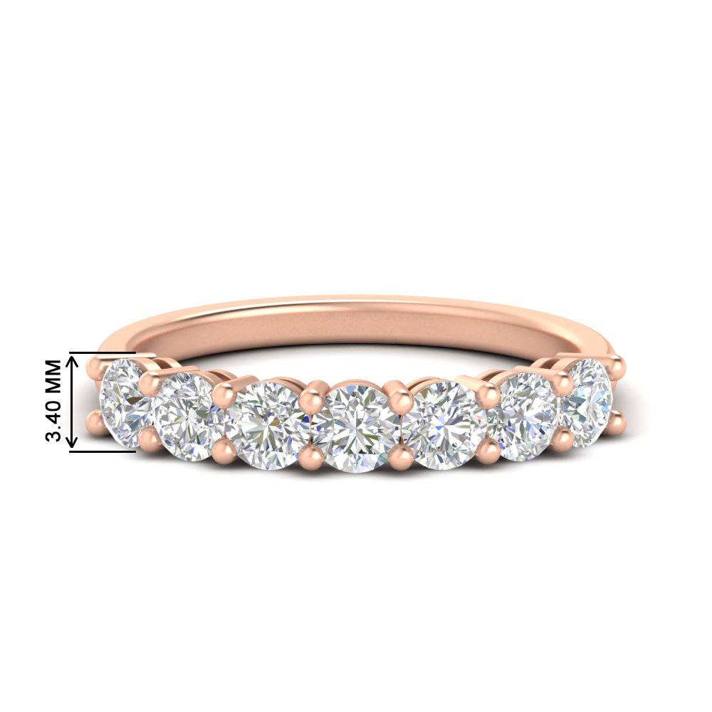 7 Stone Anniversary Band Ring with 14K Rose Gold White Diamond