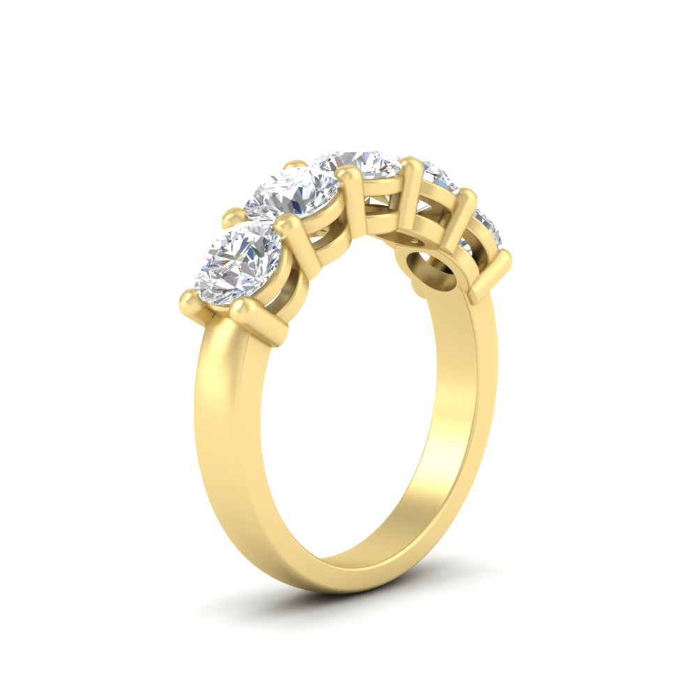 1.50 Ct. Diamond 5 Stone Wedding Ring with White Diamond in 18K Yellow Gold