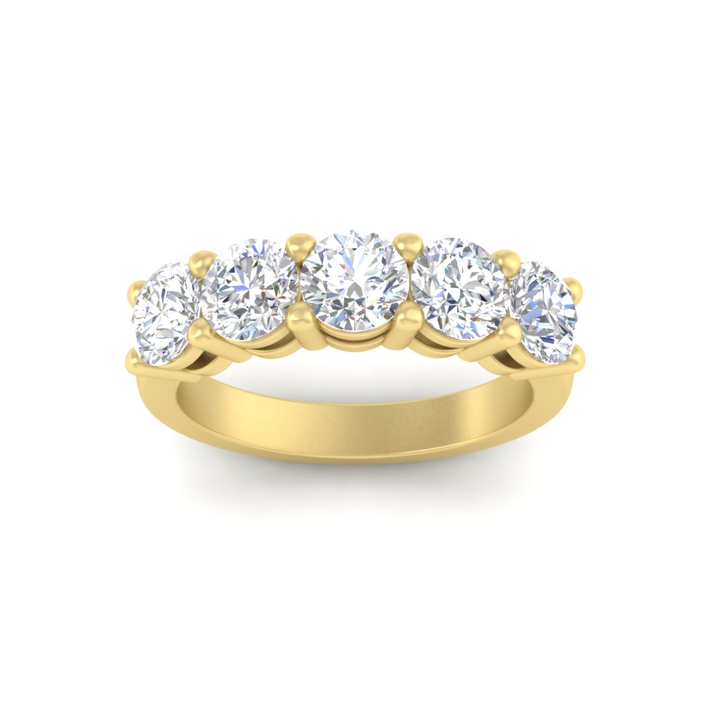 1.50 Ct. Diamond 5 Stone Wedding Ring with White Diamond in 18K Yellow Gold