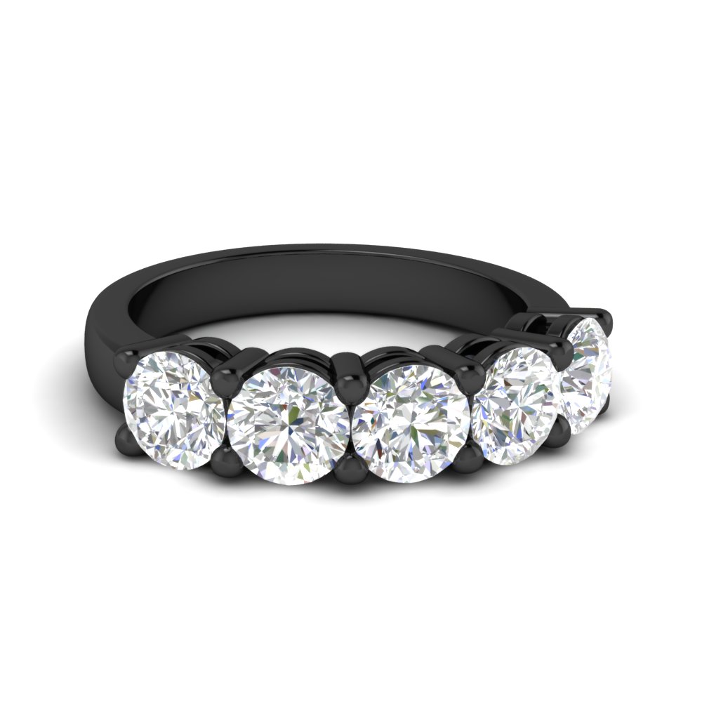 2.50 Carat Diamond Wedding Anniversary Black Band with 14K Black Gold White Diamond
