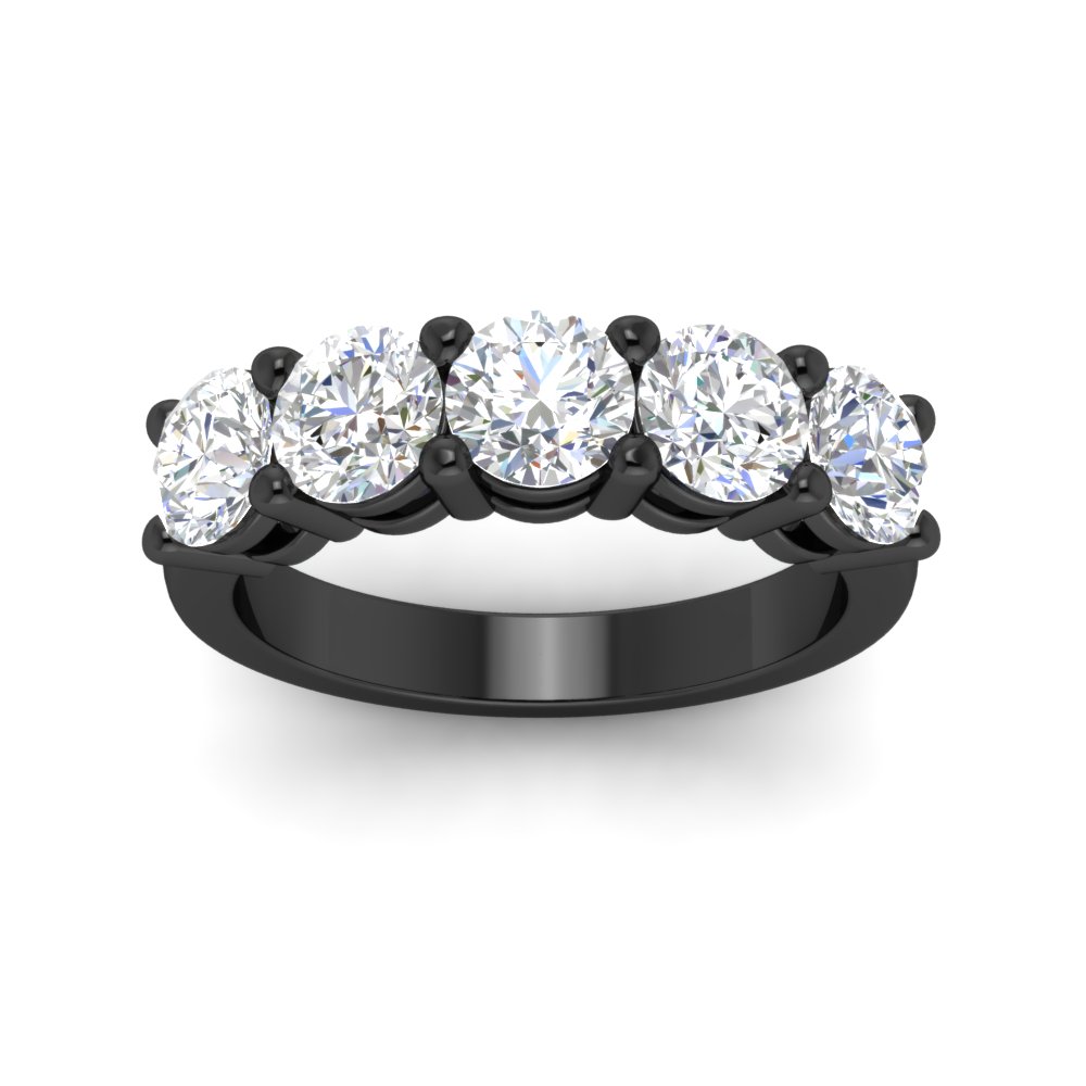2.50 Carat Diamond Wedding Anniversary Black Band with 14K Black Gold White Diamond