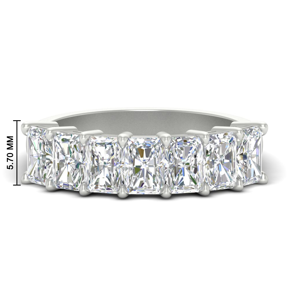 2.50 Carat Radiant Cut Diamond Wedding Band with 14K White Gold White Diamond