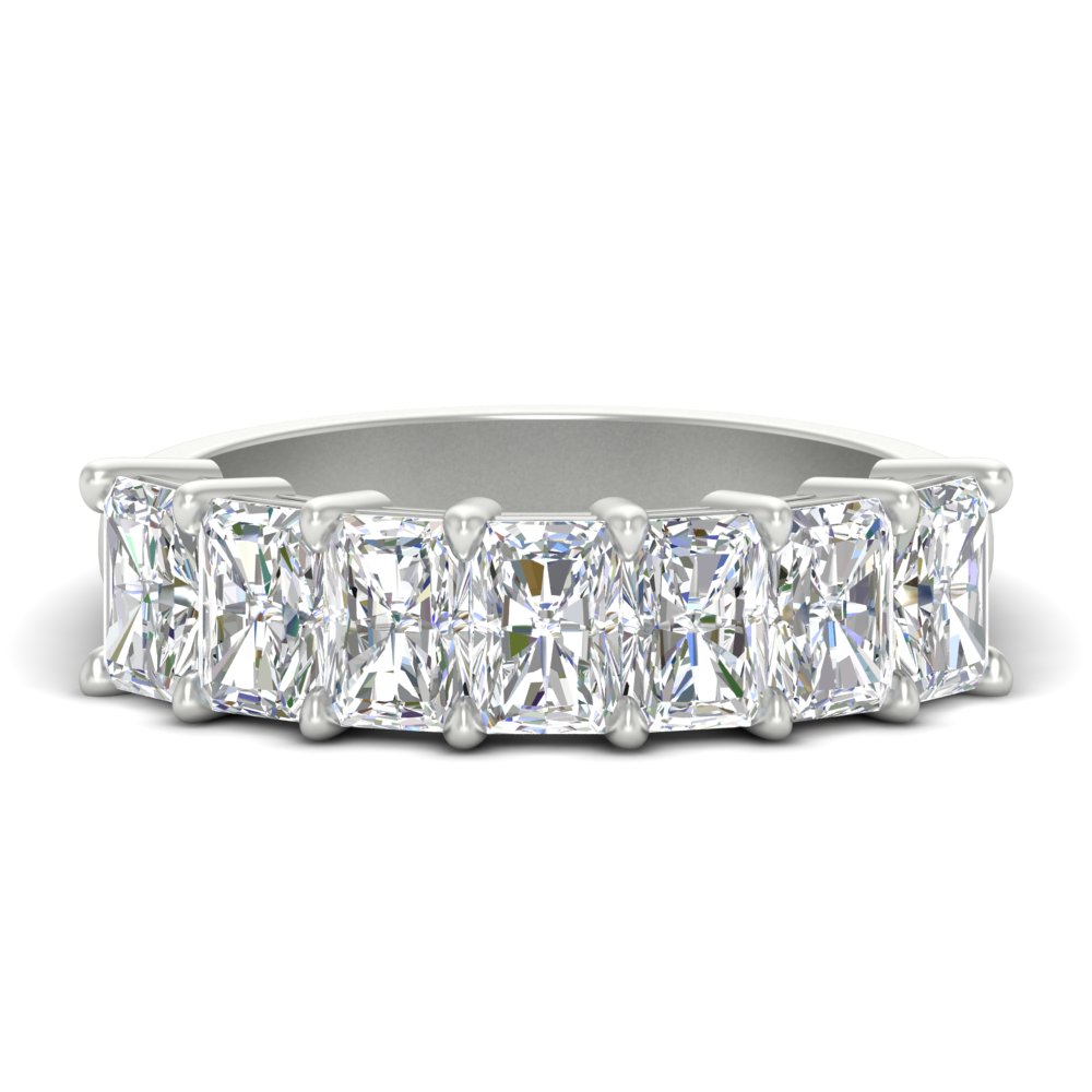 2.50 Carat Radiant Cut Diamond Wedding Band with 14K White Gold White Diamond