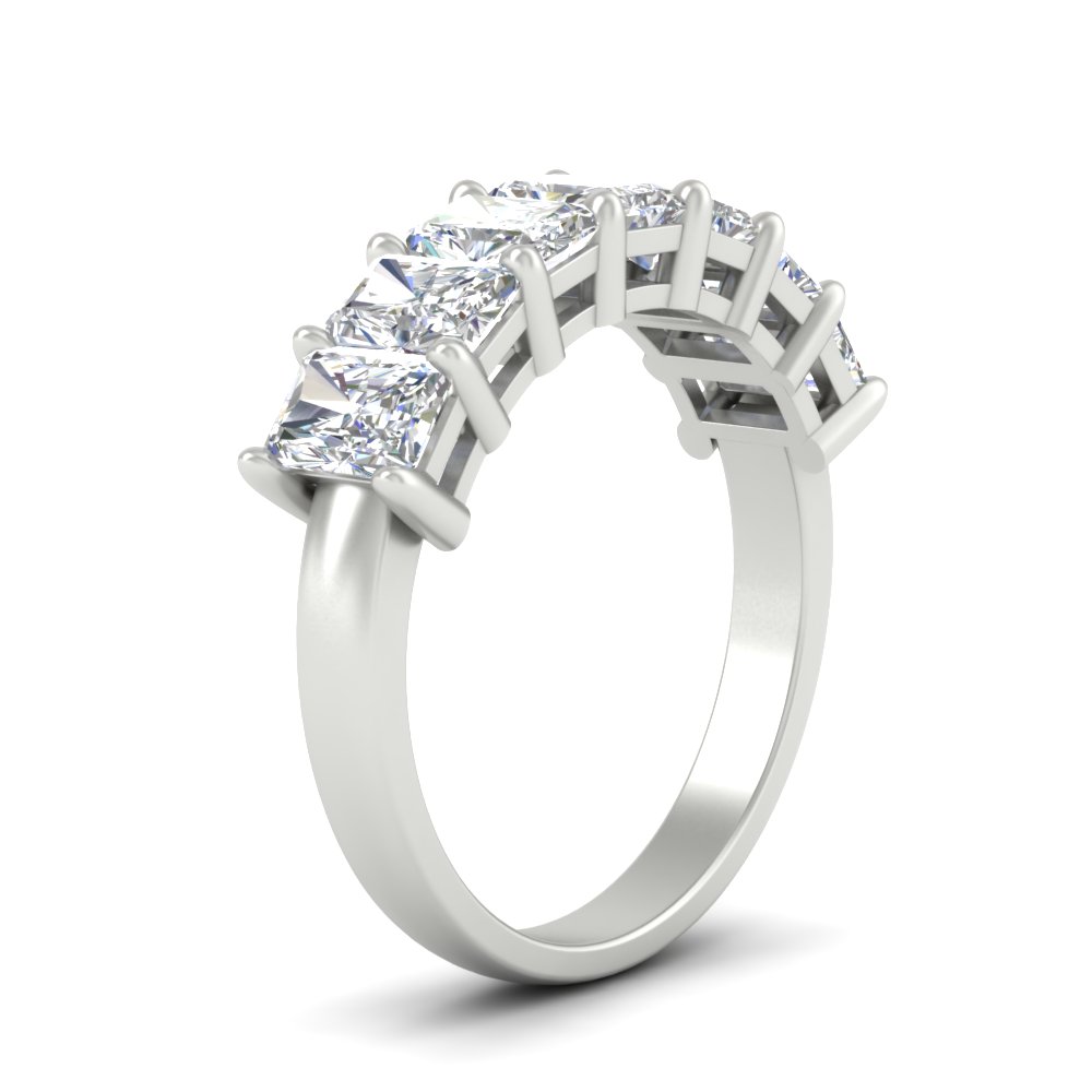 2.50 Carat Radiant Cut Diamond Wedding Band with 14K White Gold White Diamond