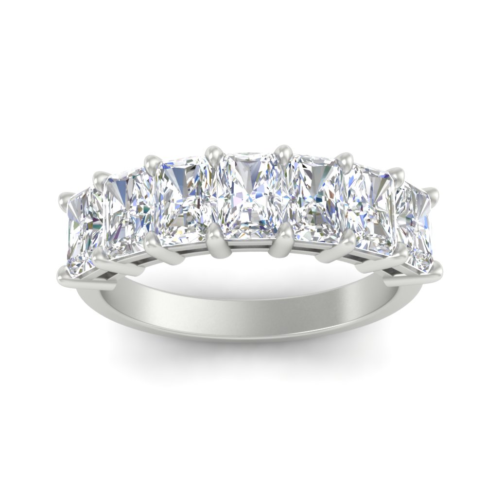 2.50 Carat Radiant Cut Diamond Wedding Band with 14K White Gold White Diamond