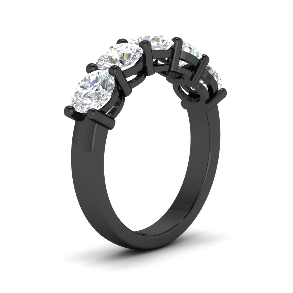 4 Ct. 5 Stone Diamond Black Wedding Ring with 14K Black Gold White Diamond