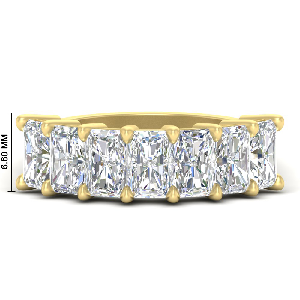 5 Carat Radiant Cut Diamond Band For Women with 14K Yellow Gold White Diamond