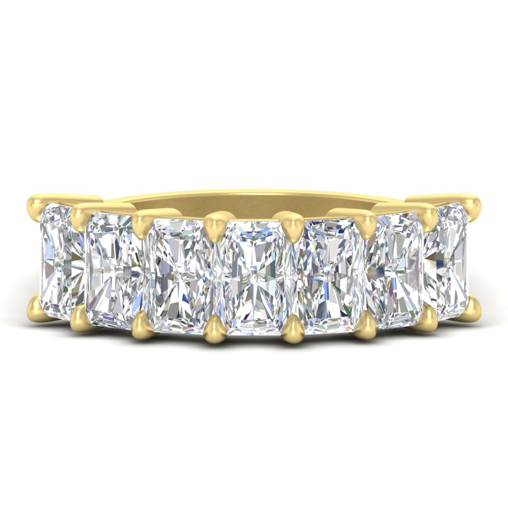 5 Carat Radiant Cut Diamond Band For Women with 14K Yellow Gold White Diamond