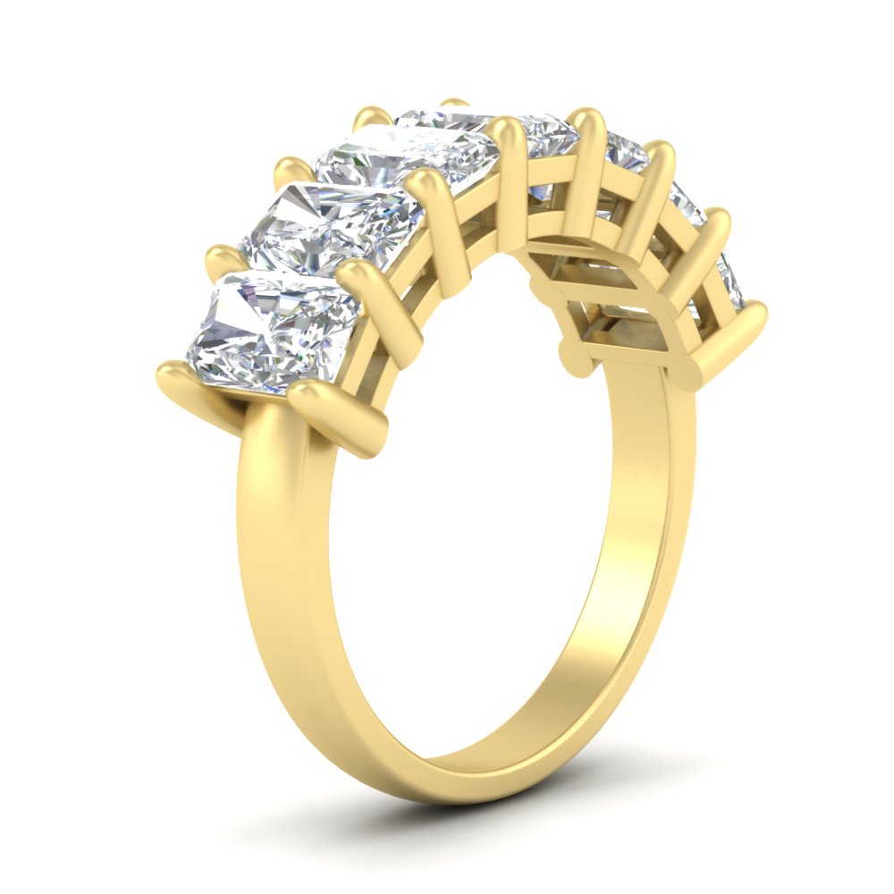 5 Carat Radiant Cut Diamond Band For Women with 14K Yellow Gold White Diamond