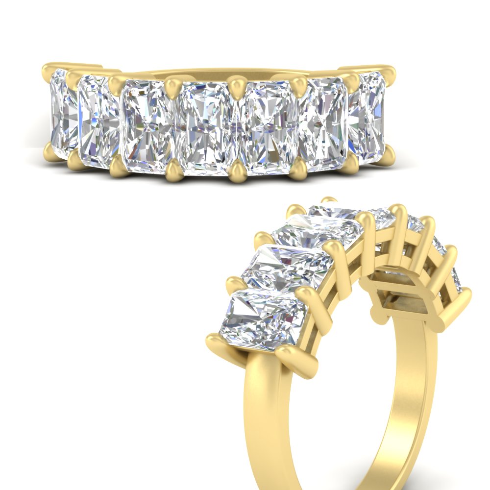5 Carat Radiant Cut Diamond Band For Women with 14K Yellow Gold White Diamond