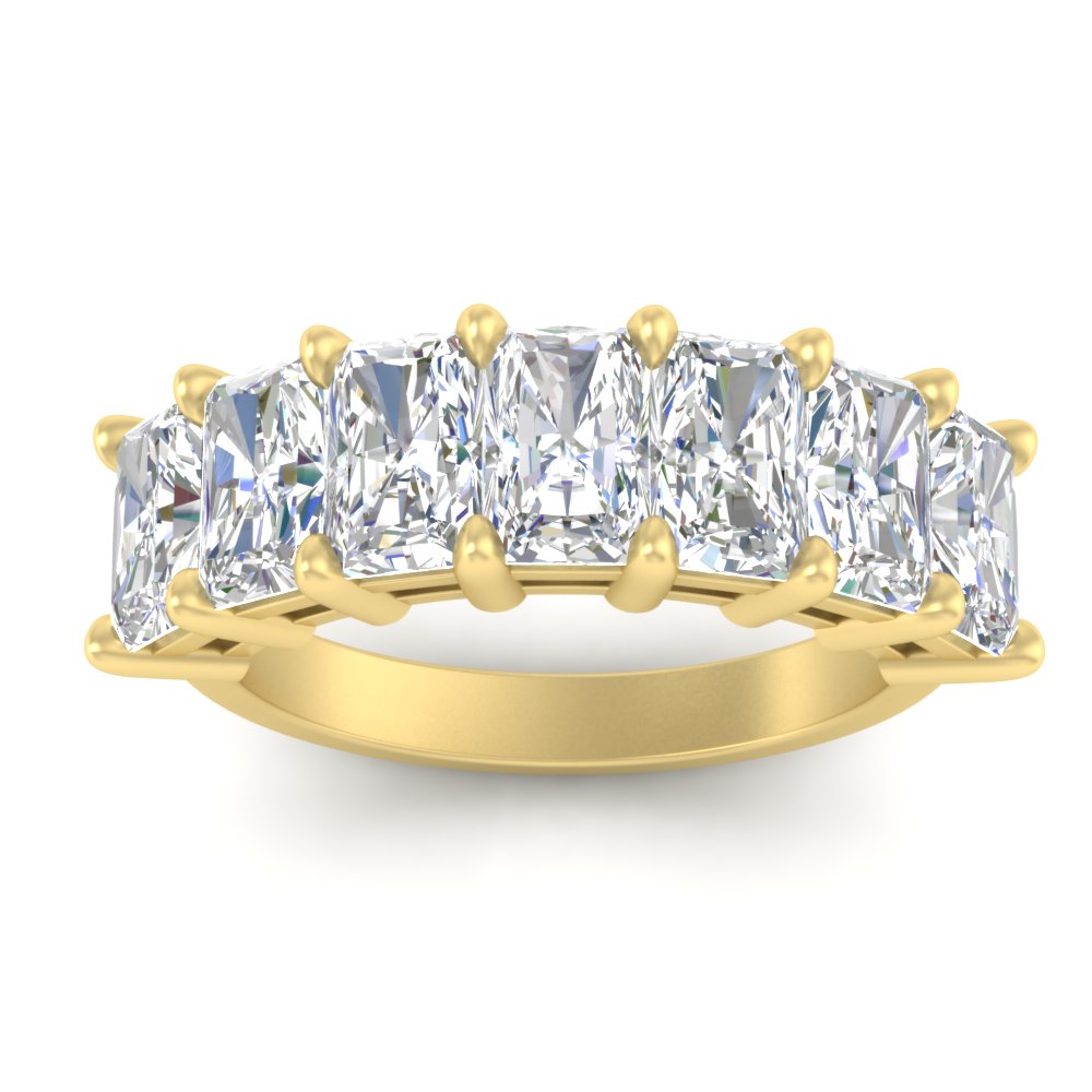 5 Carat Radiant Cut Diamond Band For Women with 14K Yellow Gold White Diamond
