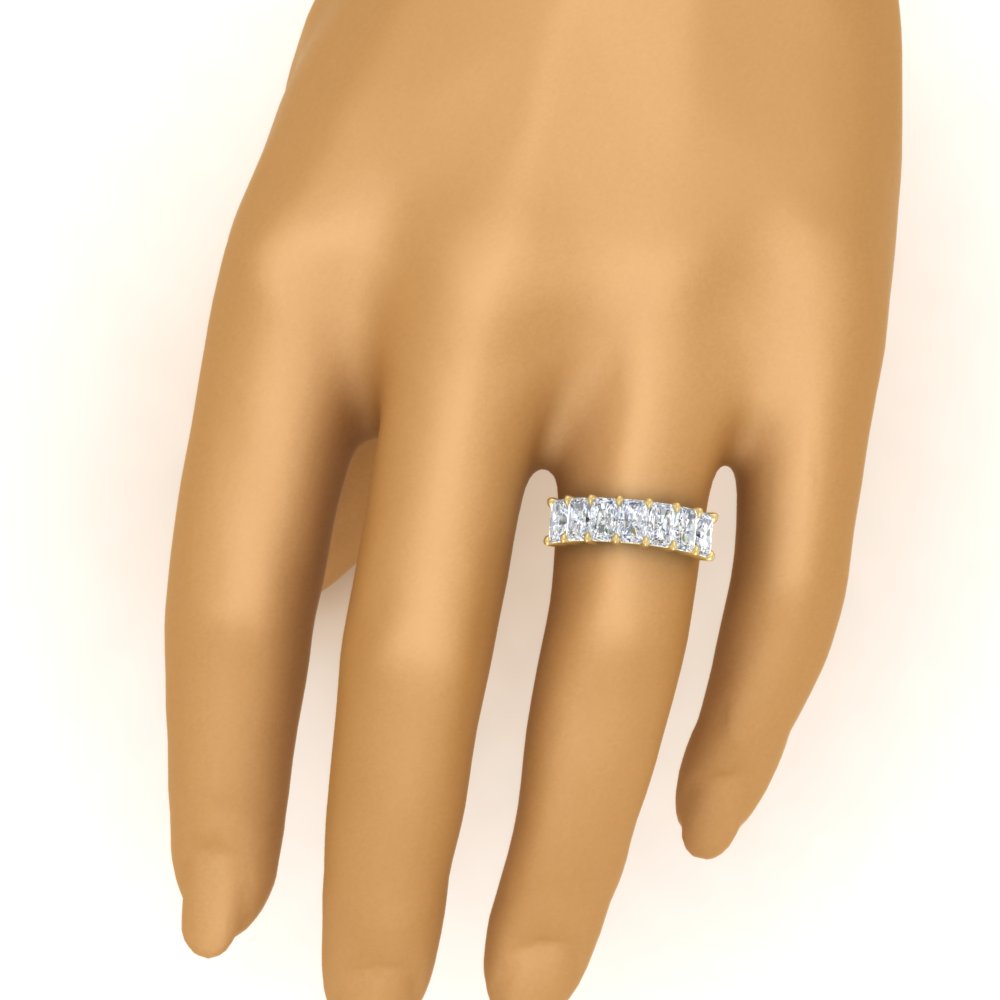 5 Carat Radiant Cut Diamond Band For Women with 14K Yellow Gold White Diamond