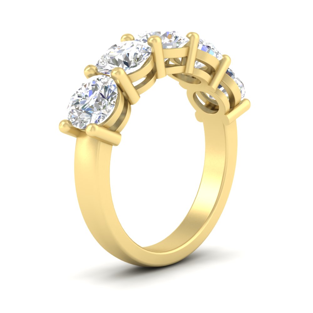 5 Carat Round Stone Wedding Anniversary Band with 14K Yellow Gold White Diamond