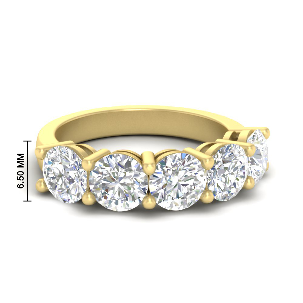 5 Carat Round Stone Wedding Anniversary Band with 14K Yellow Gold White Diamond