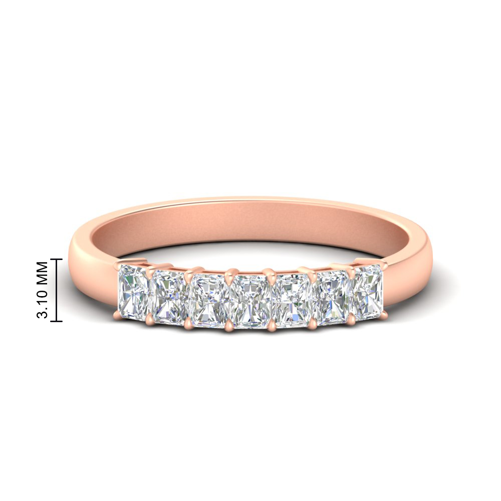 7 Stone Radiant Cut 0.50 Carat Band with 14K Rose Gold White Diamond