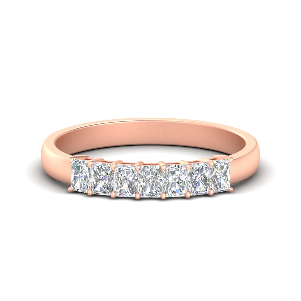 7 Stone Radiant Cut 0.50 Carat Band with 14K Rose Gold White Diamond
