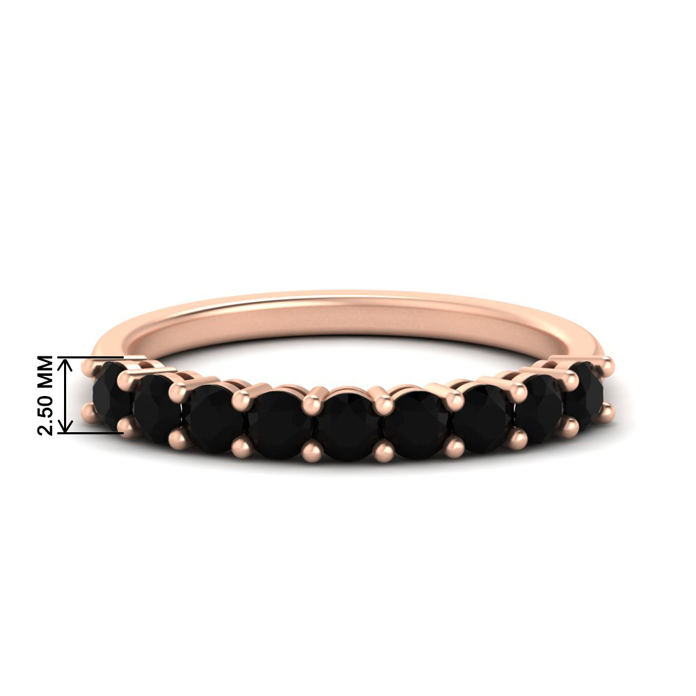 9 Stone 0.50 Carat Colored Wedding Band with 14K Rose Gold Black Diamond