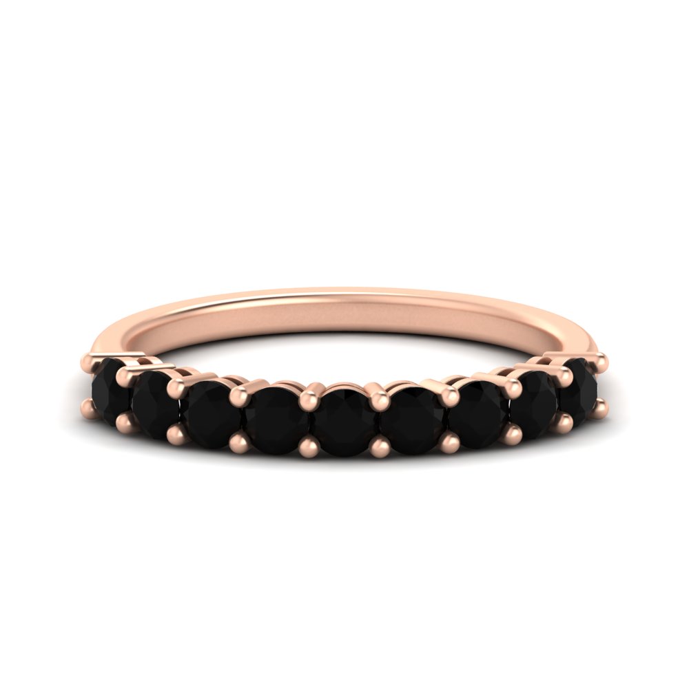 9 Stone 0.50 Carat Colored Wedding Band with 14K Rose Gold Black Diamond