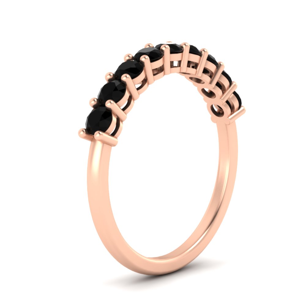 9 Stone 0.50 Carat Colored Wedding Band with 14K Rose Gold Black Diamond