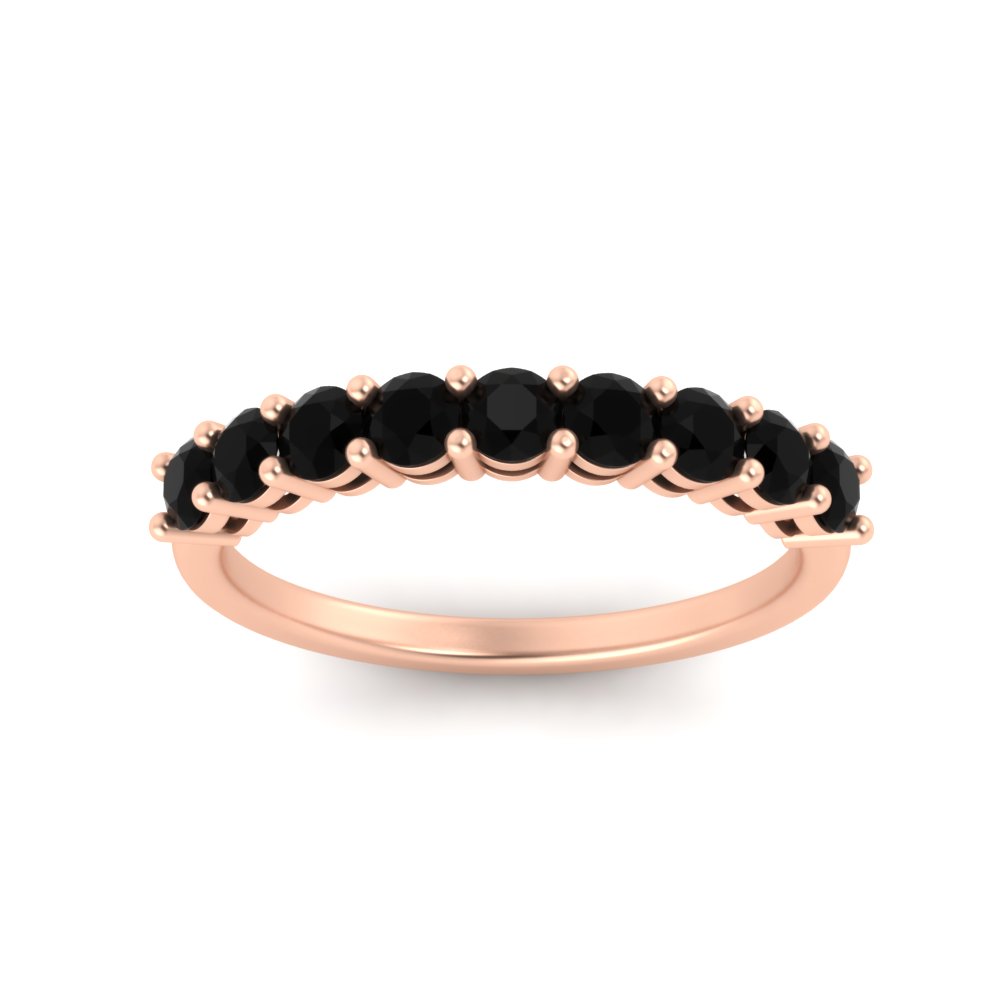 9 Stone 0.50 Carat Colored Wedding Band with 14K Rose Gold Black Diamond