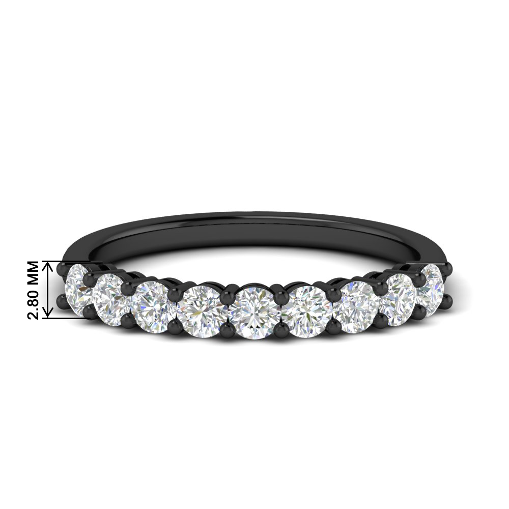 9 Stone 0.75 Carat Beautiful Diamond Black Wedding Band with 14K Black Gold White Diamond