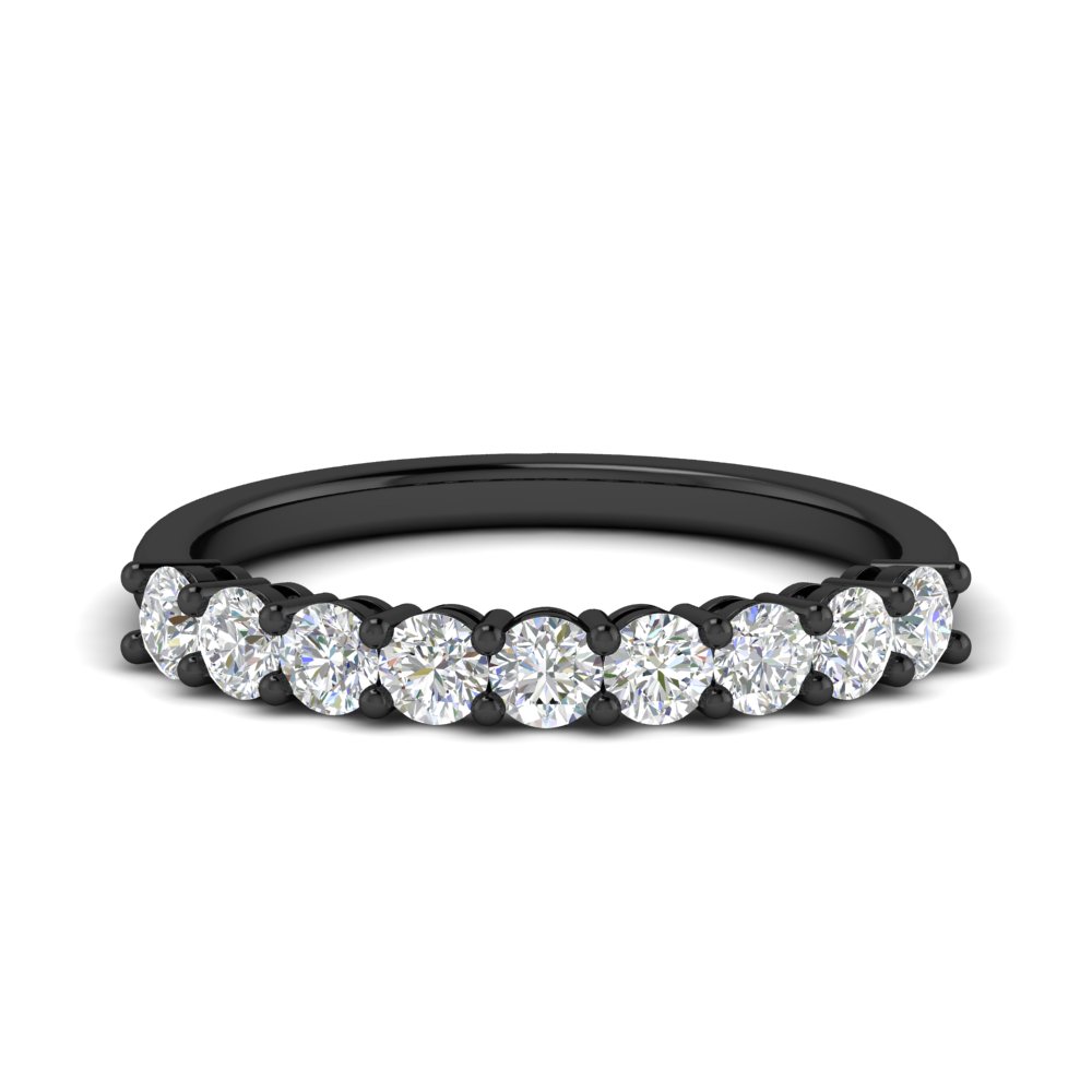 9 Stone 0.75 Carat Beautiful Diamond Black Wedding Band with 14K Black Gold White Diamond