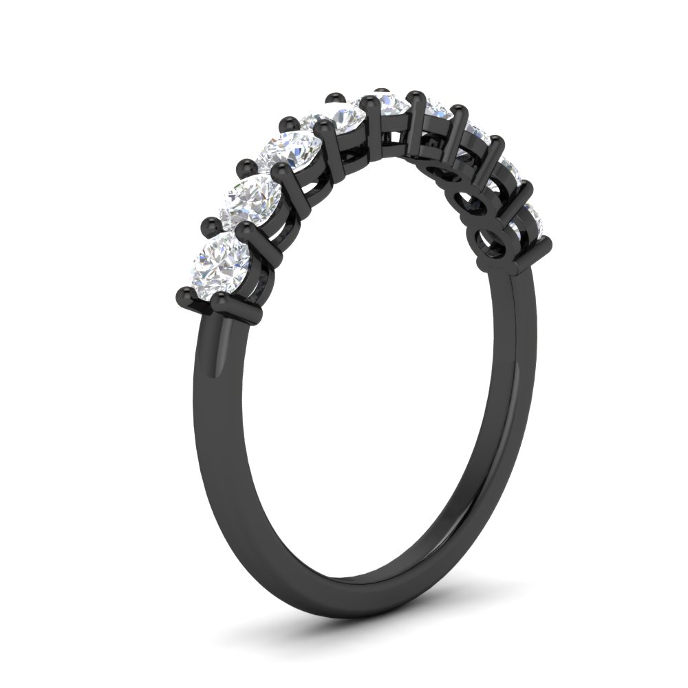 9 Stone 0.75 Carat Beautiful Diamond Black Wedding Band with 14K Black Gold White Diamond