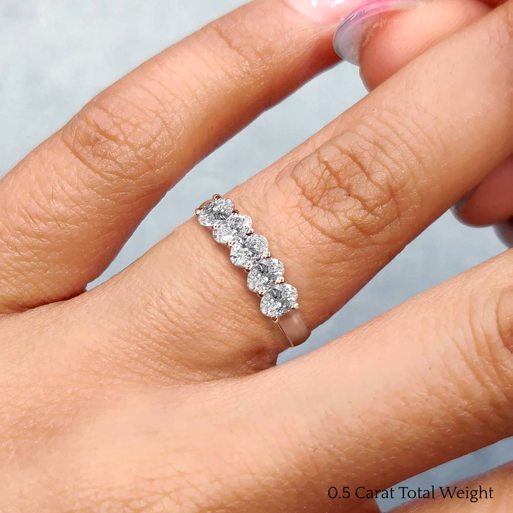 oval cut five stone wedding band 0.50 carat in FD8008OVB 0.50CT NL RG