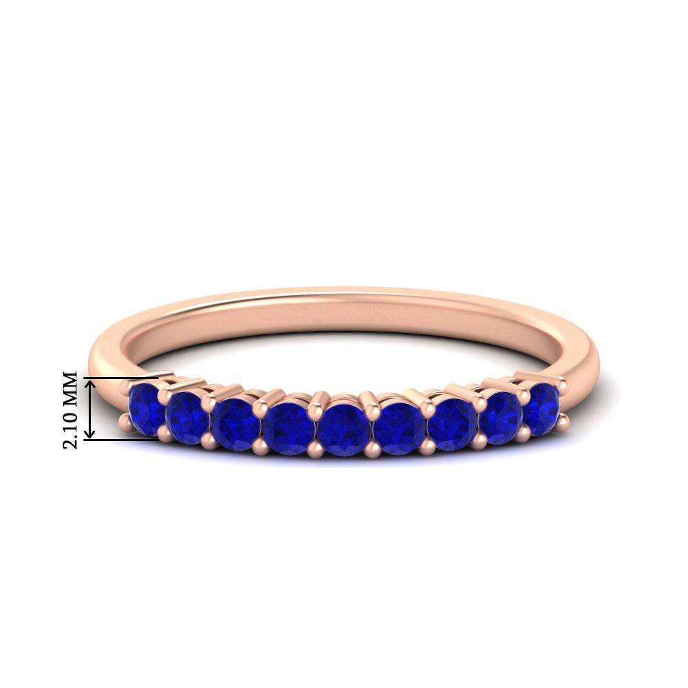 Classic 9 Gemstones Anniversary Band with 14K Rose Gold Blue Sapphire
