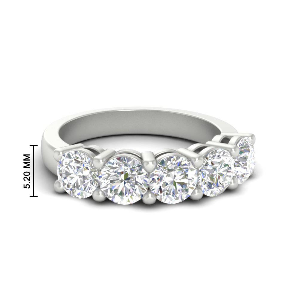 2 Ct. Five Stone Anniversary Ring with 14K White Gold White Diamond
